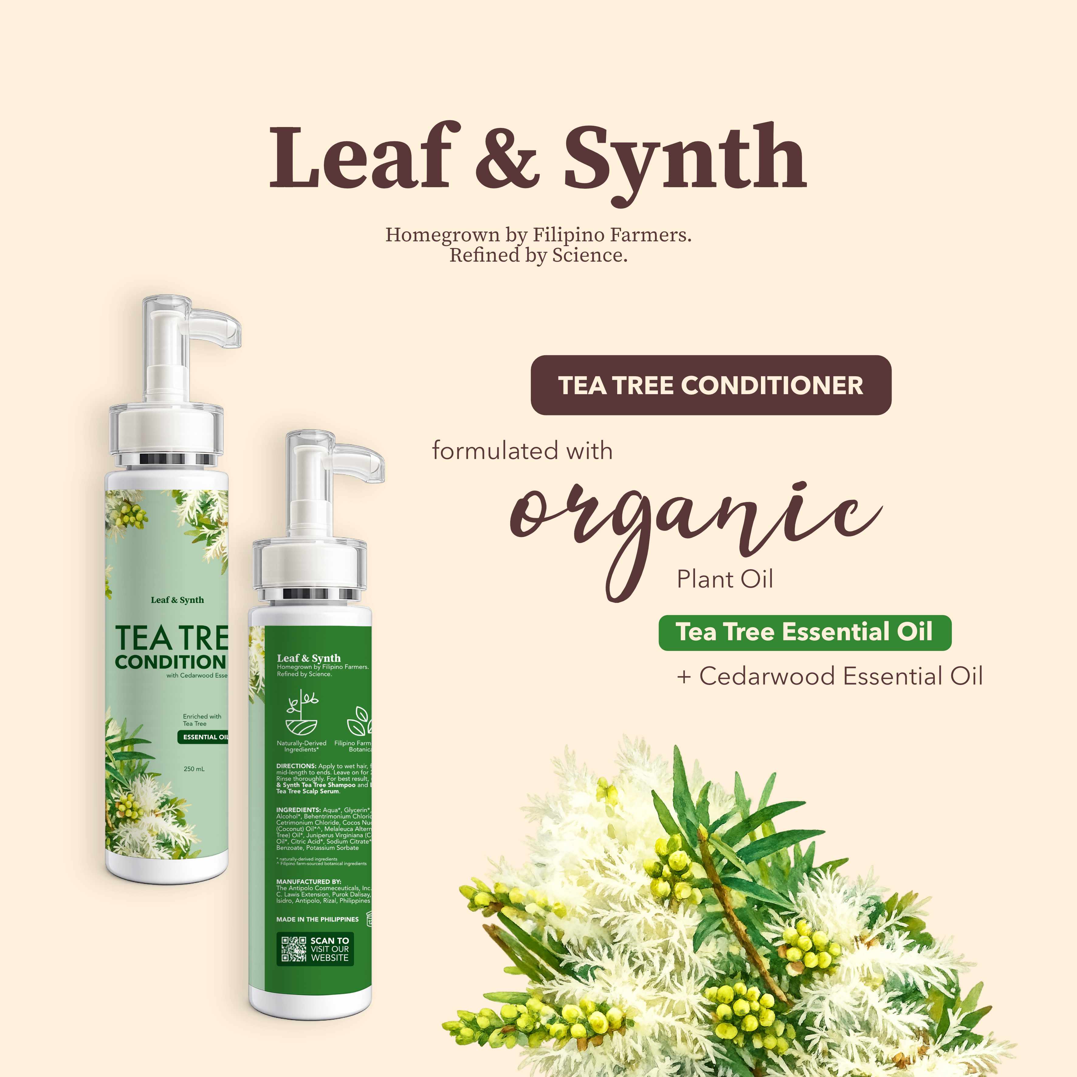 Leaf & Synth Tea Tree Conditioner with Cedarwood Essential Oil - Purify Scalp