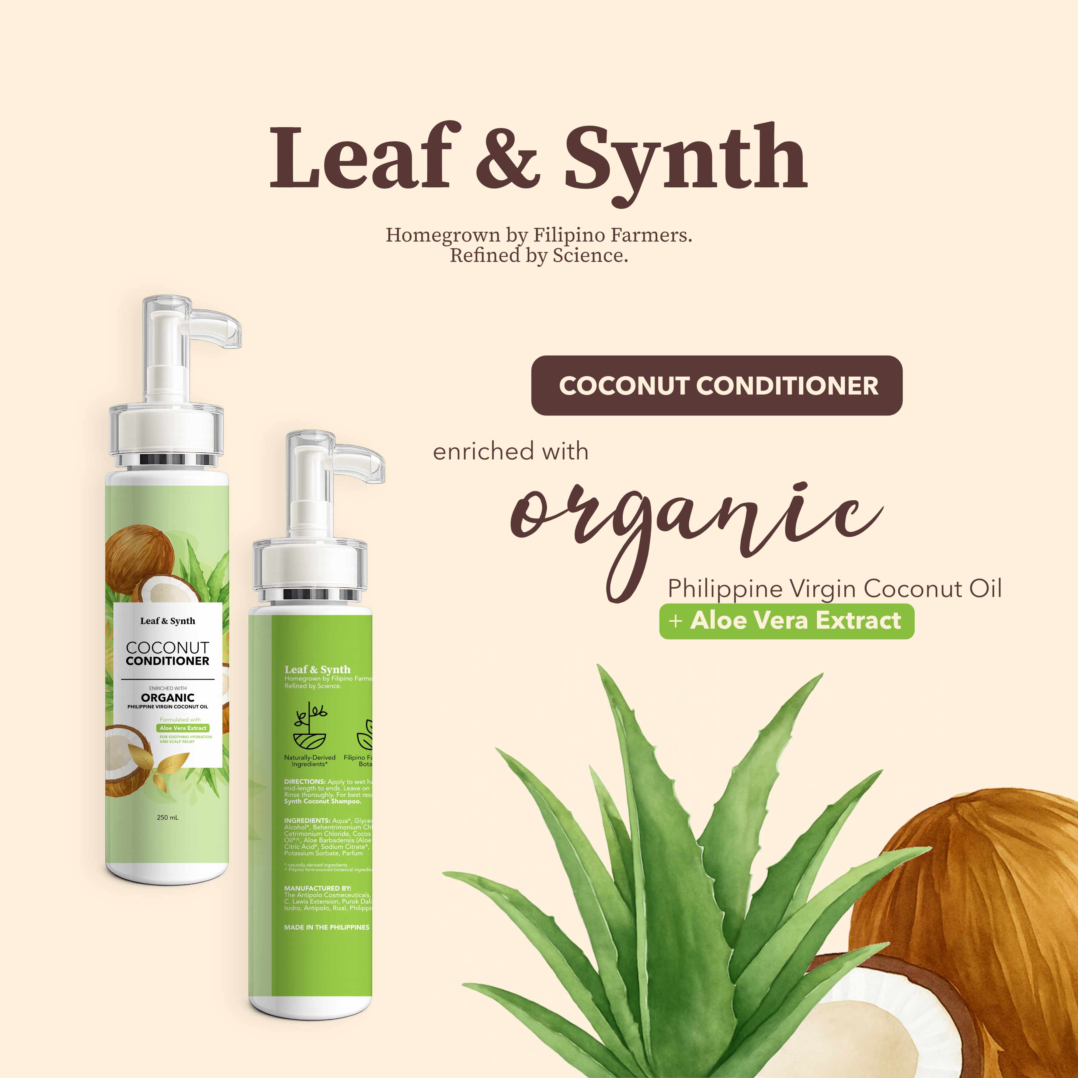 Leaf & Synth Coconut Conditioner with Aloe Vera Extract - Soothing Hydration & Scalp Relief