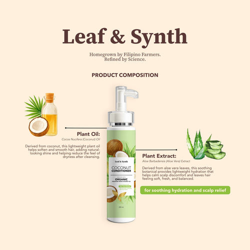 Leaf & Synth Coconut Conditioner with Aloe Vera Extract - Soothing Hydration & Scalp Relief