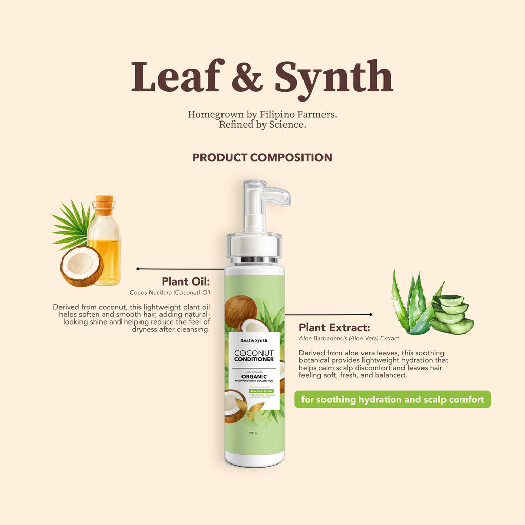 Leaf & Synth Coconut Conditioner with Aloe Vera Extract - Soothing Hydration & Scalp Comfort
