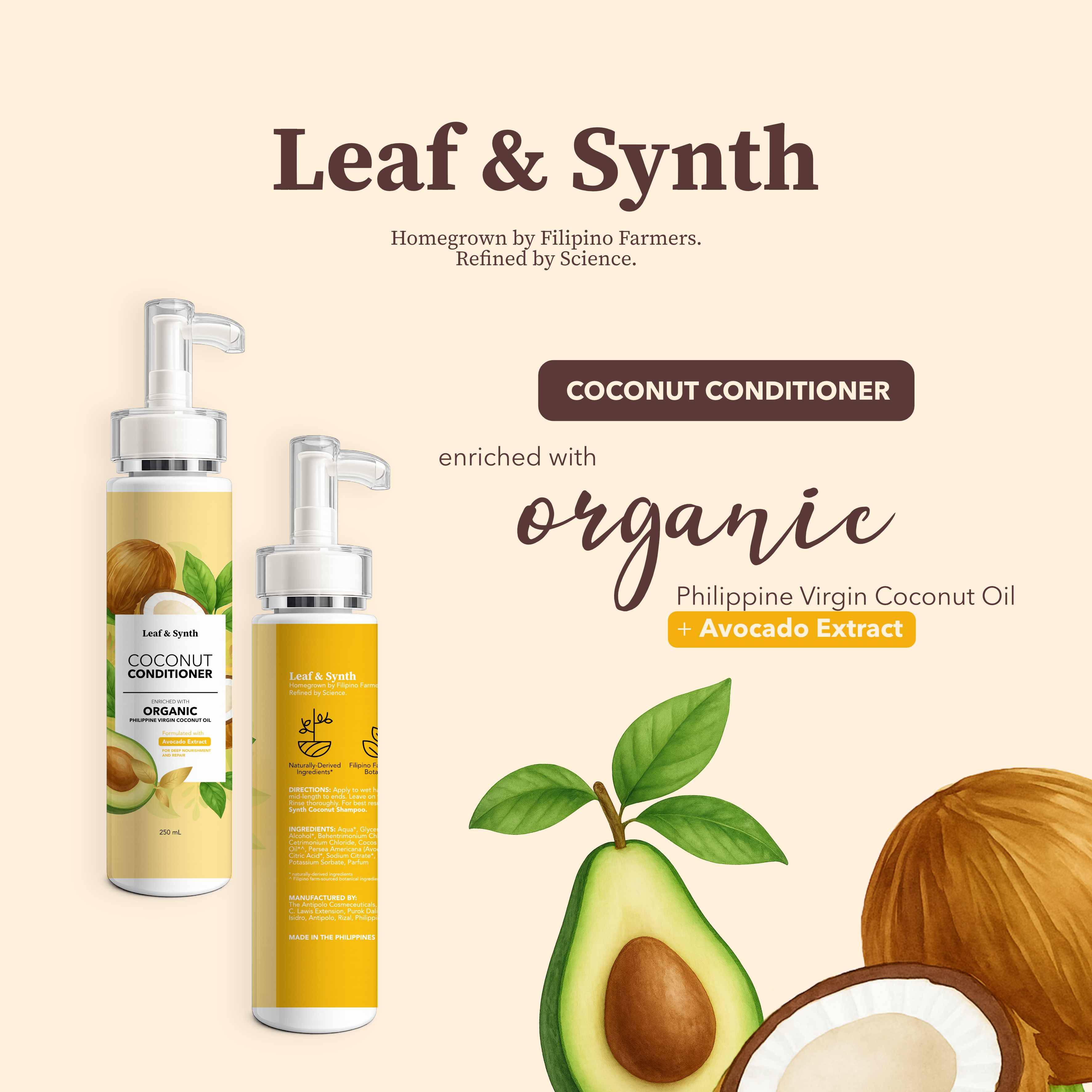 Leaf & Synth Coconut Conditioner with Avocado Extract - Deep Nourishment & Repair