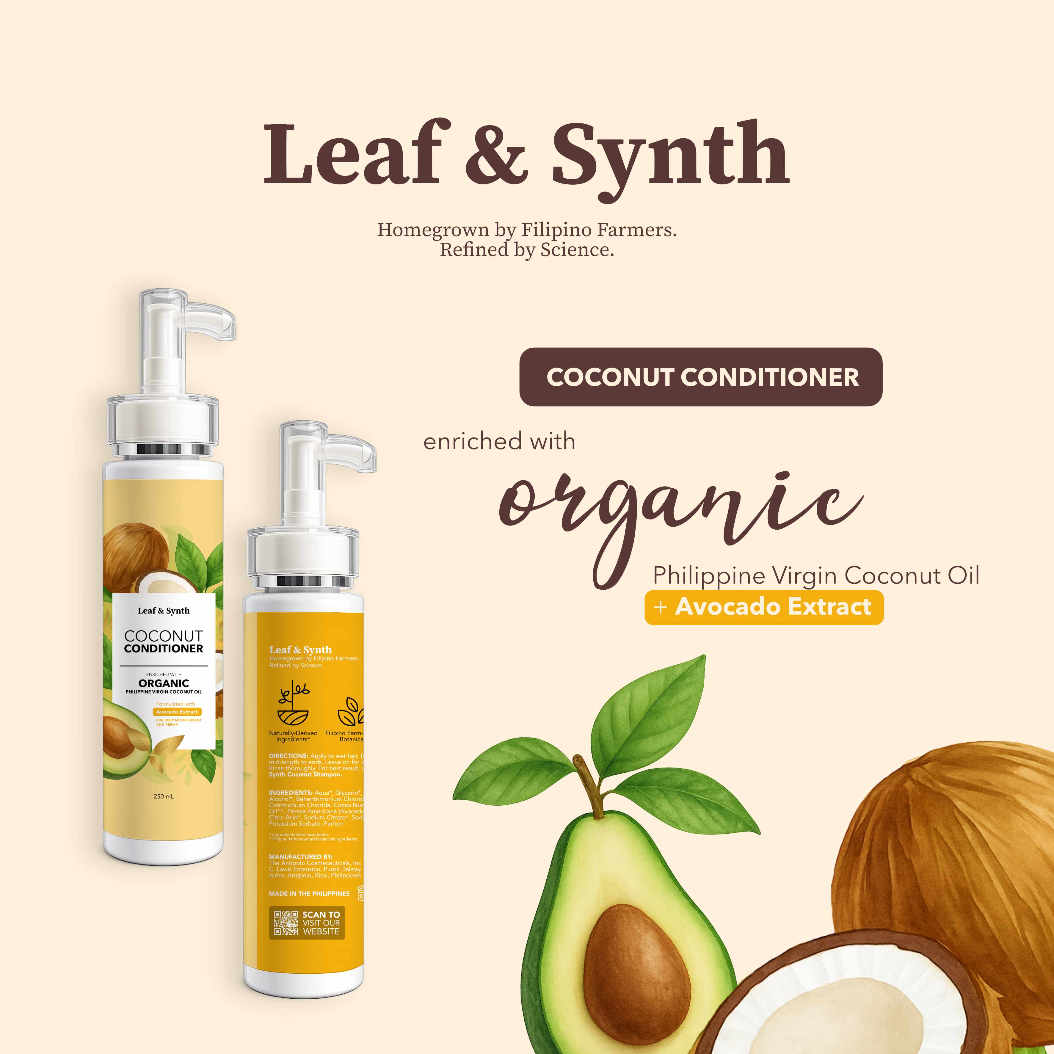 Leaf & Synth Coconut Conditioner with Avocado Extract - Deep Nourishment & Repair