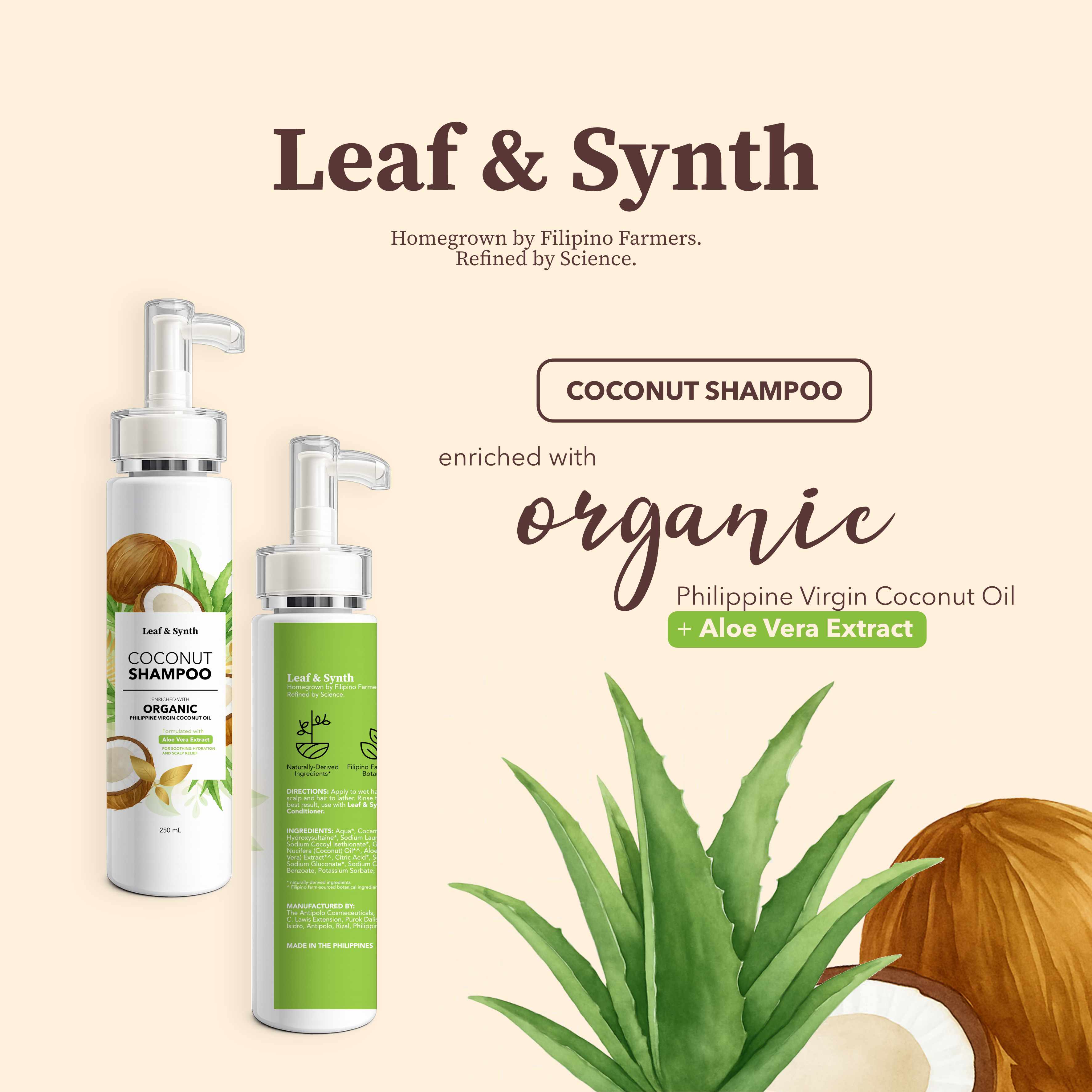 Leaf & Synth Coconut Shampoo with Aloe Vera Extract - Soothing Hydration & Scalp Relief