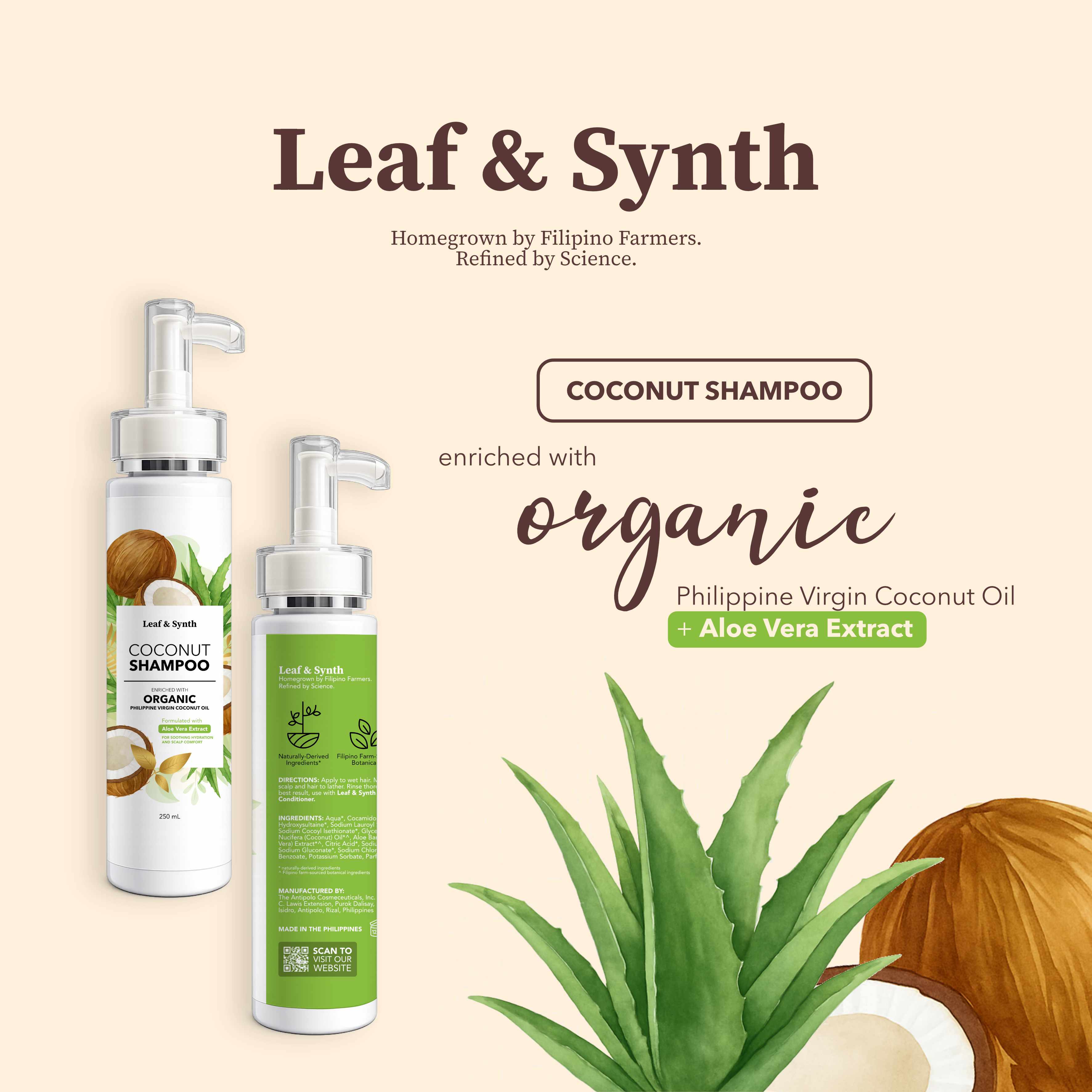 Leaf & Synth Coconut Shampoo with Aloe Vera Extract - Soothing Hydration & Scalp Comfort