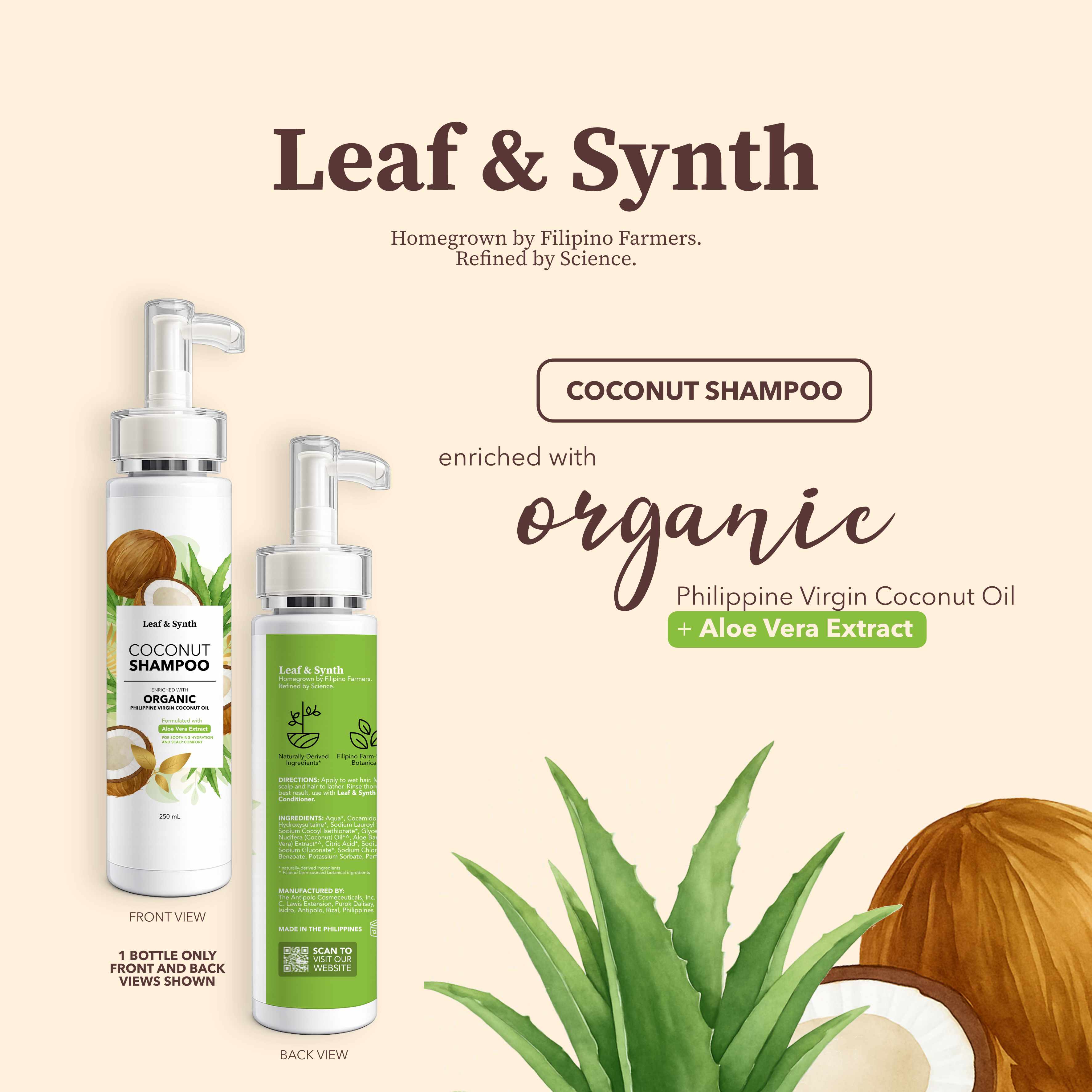 Leaf & Synth Coconut Shampoo with Aloe Vera Extract - Soothing Hydration & Scalp Comfort