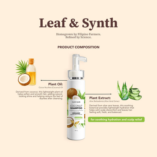 Leaf & Synth Coconut Shampoo with Aloe Vera Extract - Soothing Hydration & Scalp Relief