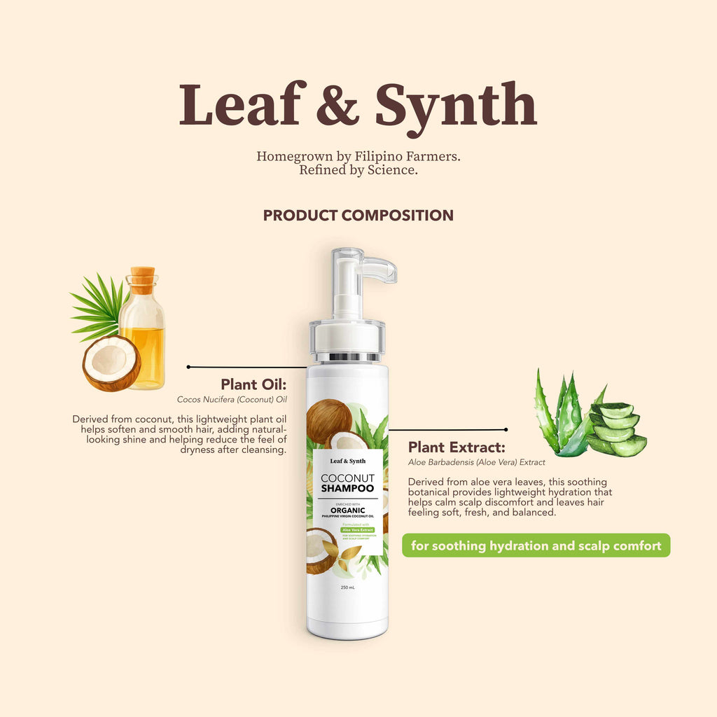 Leaf & Synth Coconut Shampoo with Aloe Vera Extract - Soothing Hydration & Scalp Comfort