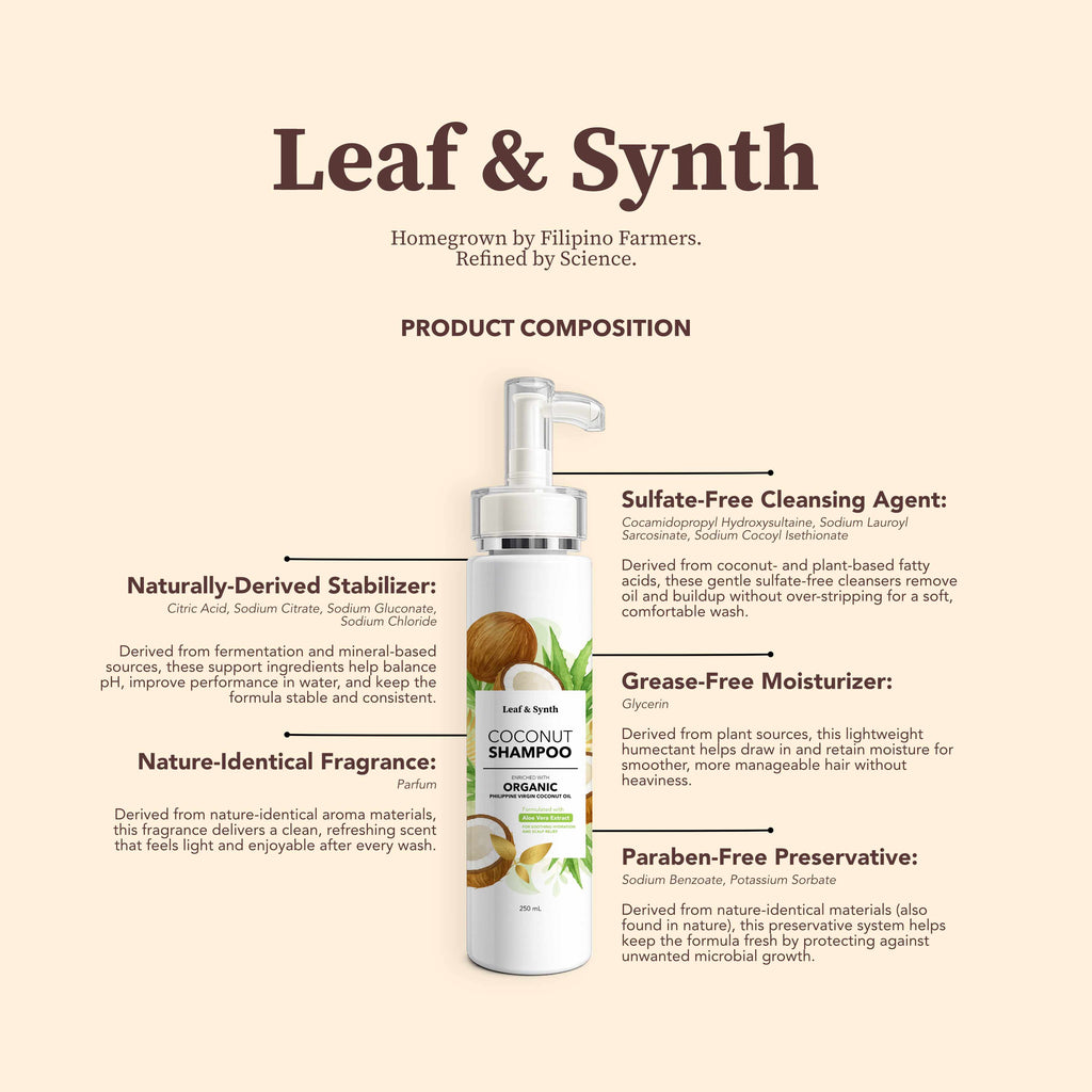 Leaf & Synth Coconut Shampoo with Aloe Vera Extract - Soothing Hydration & Scalp Relief
