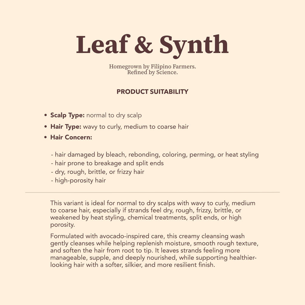 Leaf & Synth Coconut Shampoo with Avocado Extract - Deep Nourishment & Repair