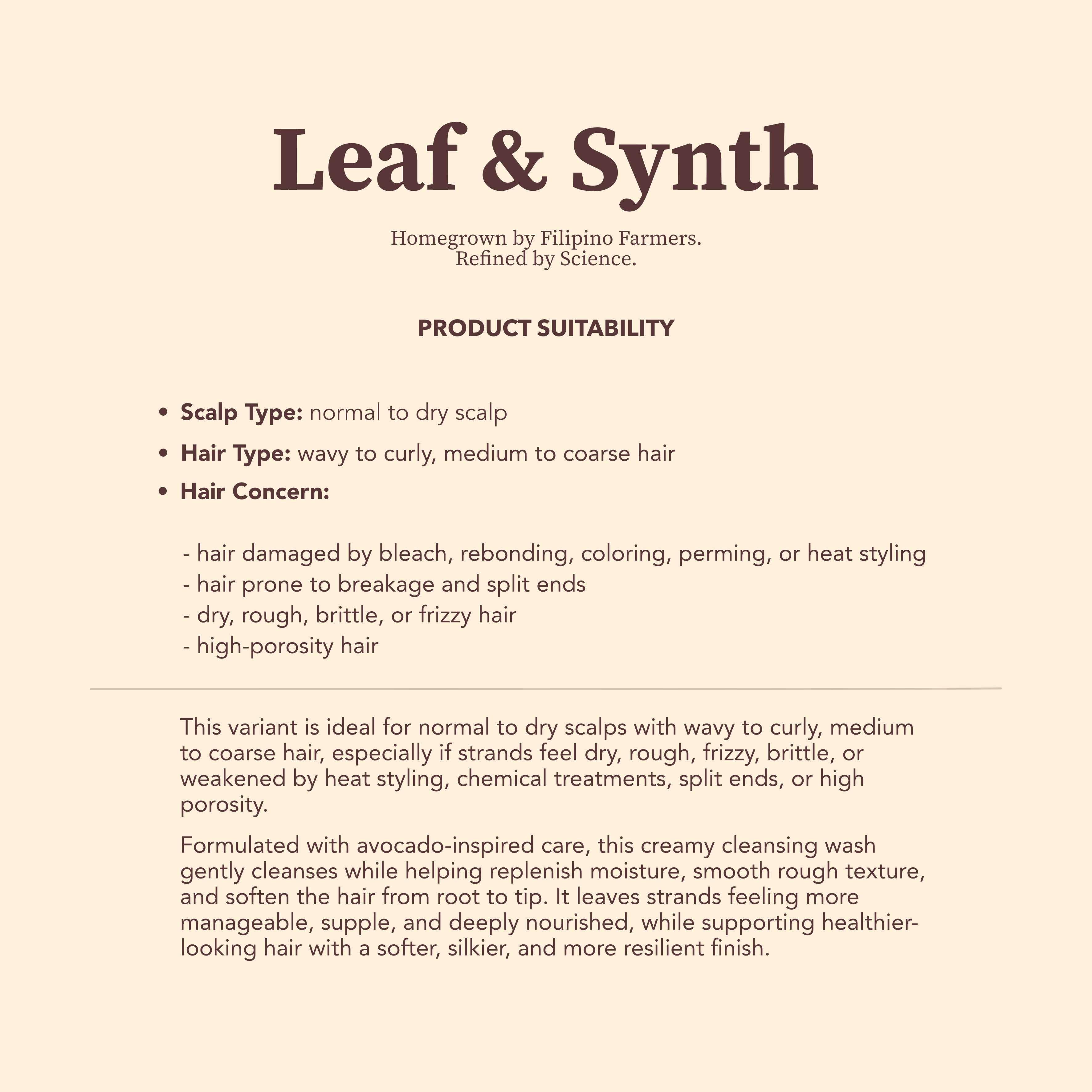 Leaf & Synth Coconut Shampoo with Avocado Extract - Deep Nourishment & Repair