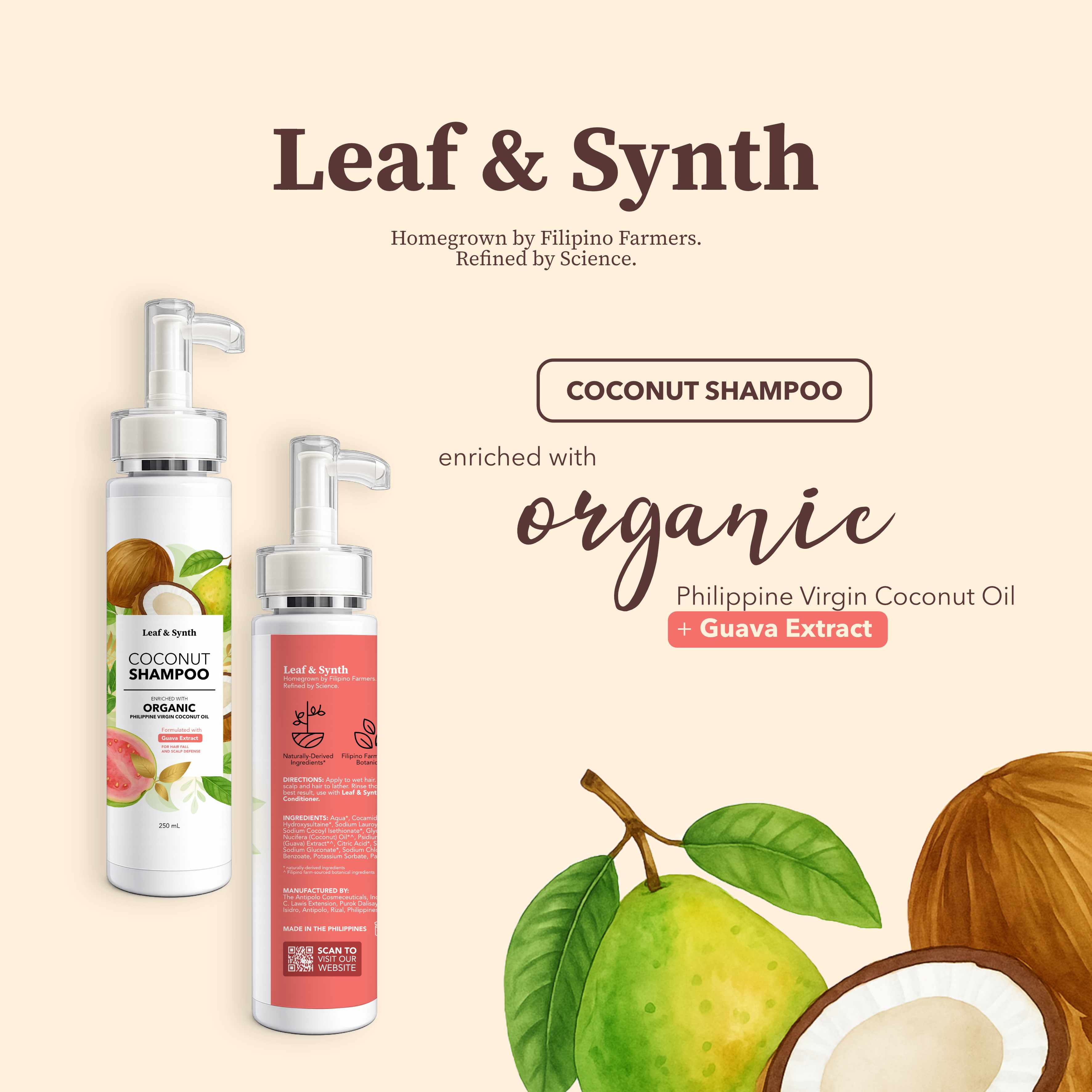 Leaf & Synth Coconut Shampoo with Guava Extract - Hair Fall & Scalp Defense
