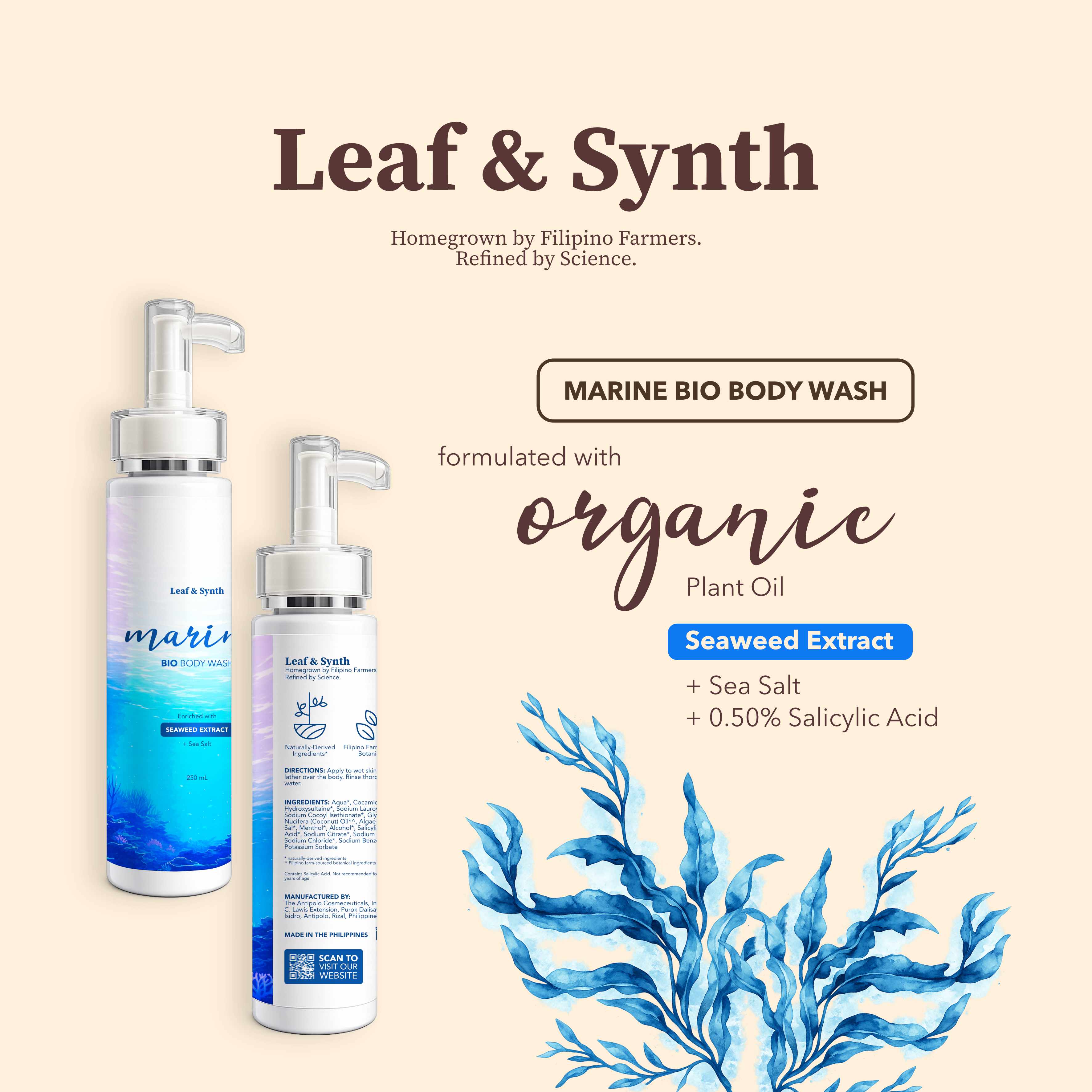 Leaf & Synth Marine Bio Body Wash with Seaweed Extract - Clarifying & Smoothing
