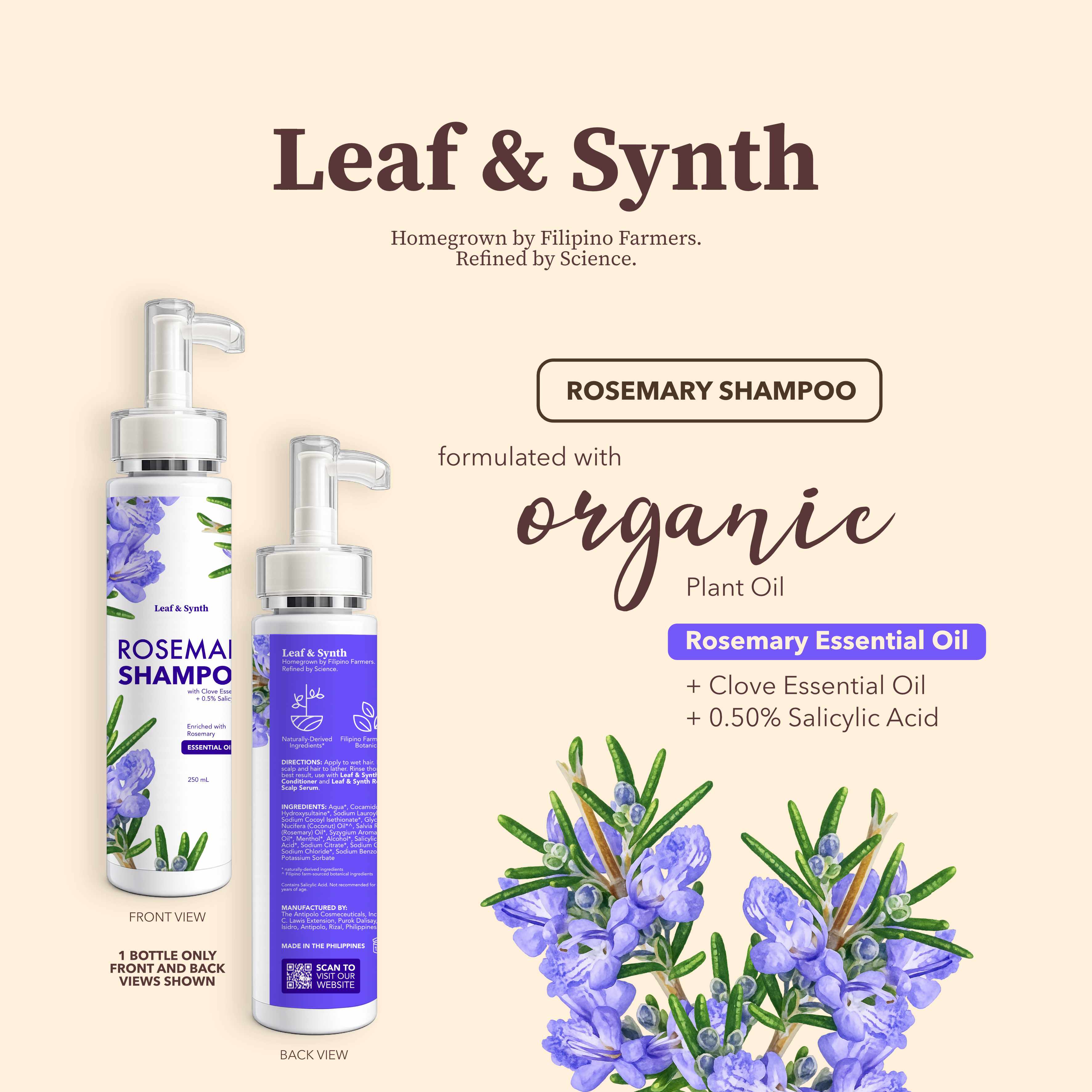 Leaf & Synth Rosemary Shampoo with Clove Essential Oil - Healthy Scalp